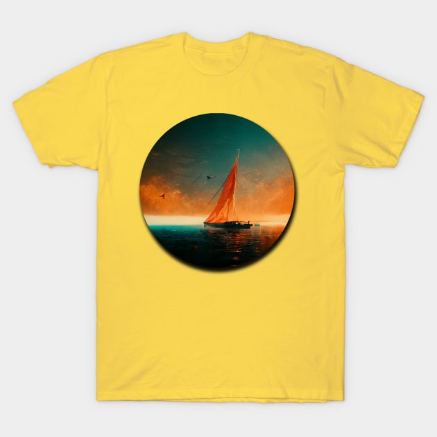 Sailboat at sunset T-Shirt by orange-teal